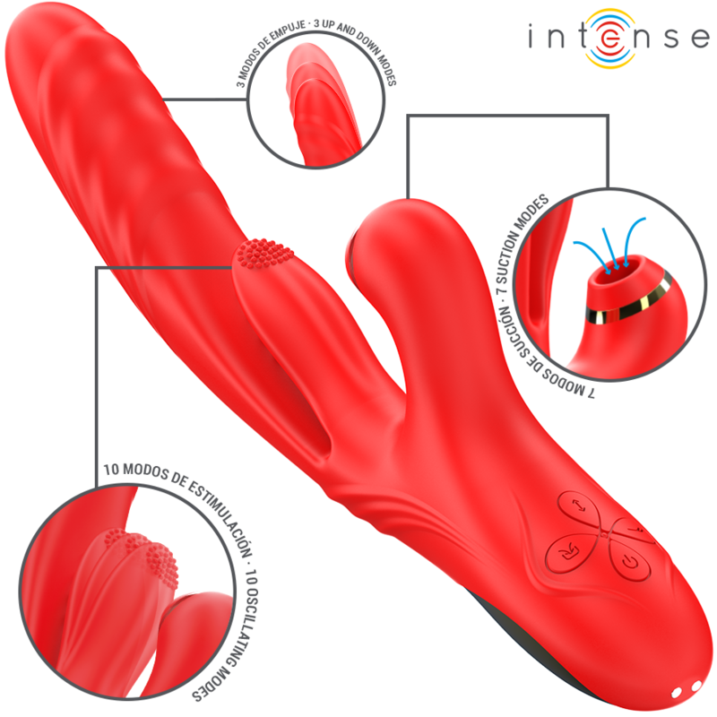 INTENSE - KAROL MULTIFUNÇÃO VIBRADOR THRUST & ESTIMULAÇÃO & ONDAS ESTIMULANTES VERMELHO