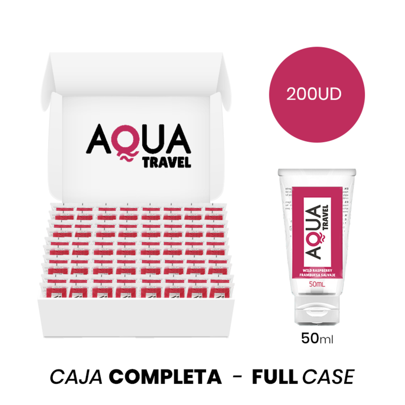 MOQ 200 - AQUA TRAVEL LUBRIFICANTE À BASE DE ÁGUA SABOR DE FRAMBOESA SELVAGEM - 50 ML