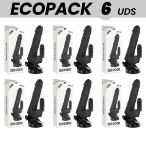 ECOPACK 6 UNIT - BASECOCK CONTROLE REMOTO VIBRADOR REALÍSTICO PRETO 18.5 CM -O- 4CM